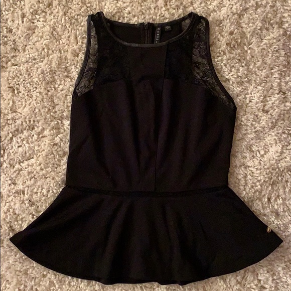 Guess Tops - Guess Black Lace Peplum Top 🌟